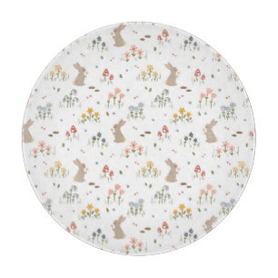 Happy Easter Bunny Wildflowers Cute Kitchen Decor Cutting Board