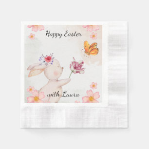 Happy Easter- bunny with butterfly  Napkin