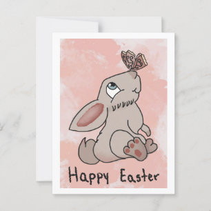 Happy Easter Bunny with Butterfly Postcard