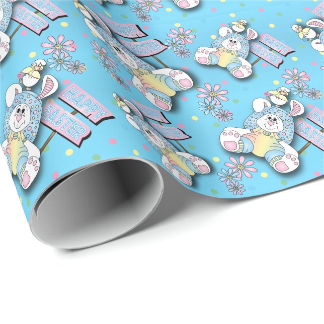 Happy Easter Bunny with Duck Wrapping Paper (Roll Corner)