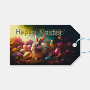 Happy Easter Bunny with Easter eggs Gift Tags
