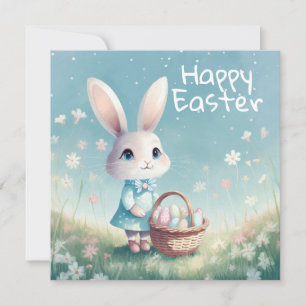 Happy Easter Bunny with Easter eggs Holiday Card