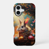 Happy Easter Bunny with Easter eggs