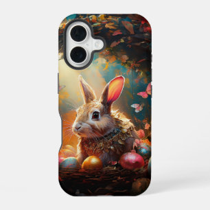Happy Easter Bunny with Easter eggs iPhone 16 Case