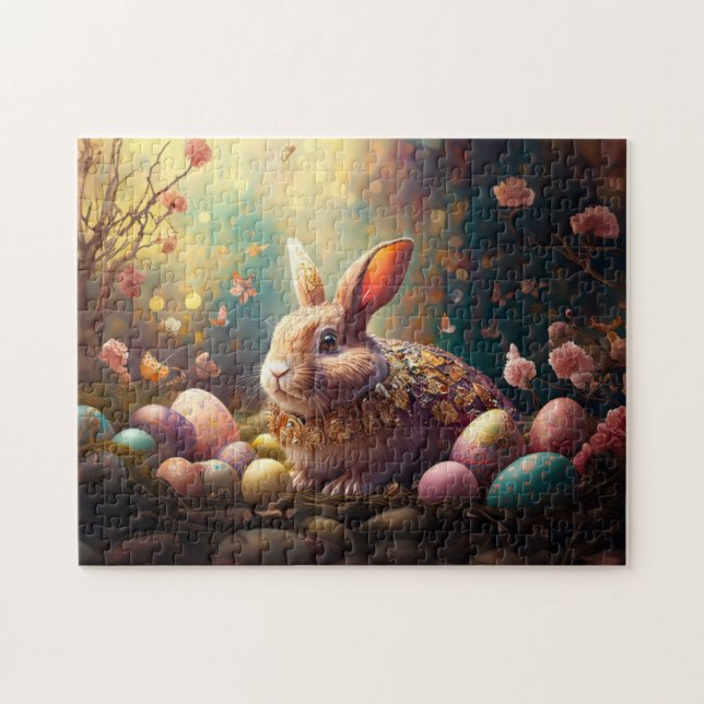 Happy Easter Bunny with Easter eggs Jigsaw Puzzle (Horizontal)