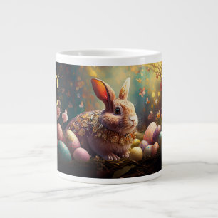 Happy Easter Bunny with Easter eggs Large Coffee Mug