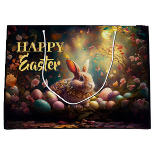 Happy Easter Bunny with Easter eggs Large Gift Bag