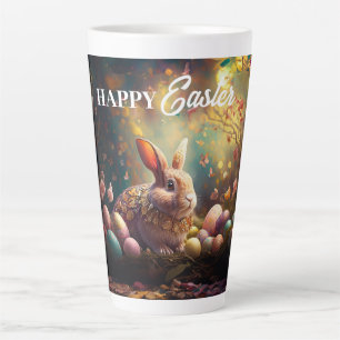 Happy Easter Bunny with Easter eggs Latte Mug