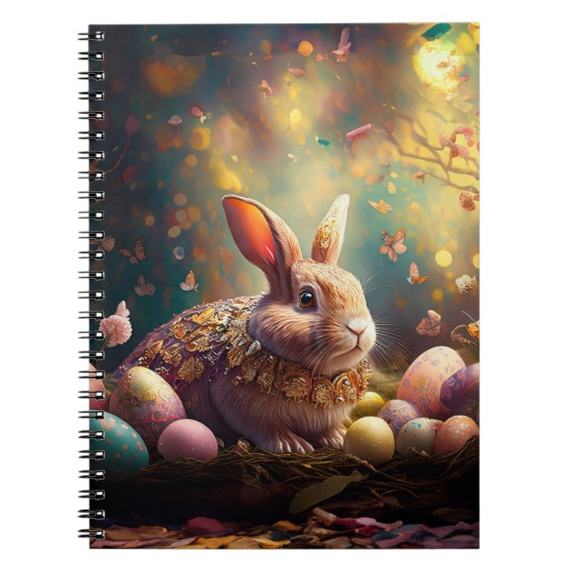 Happy Easter Bunny with Easter eggs Notebook (Front)