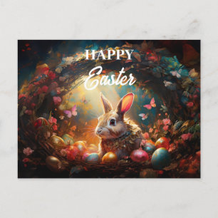 Happy Easter Bunny with Easter eggs Postcard