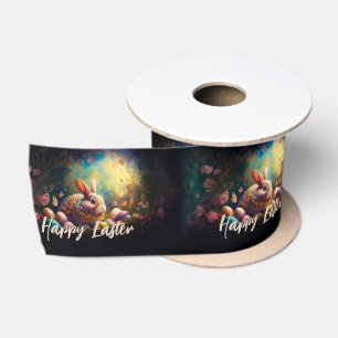 Happy Easter Bunny with Easter eggs Satin Ribbon