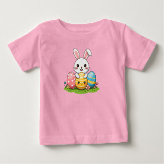 Happy Easter Bunny with eggs Baby T-Shirt