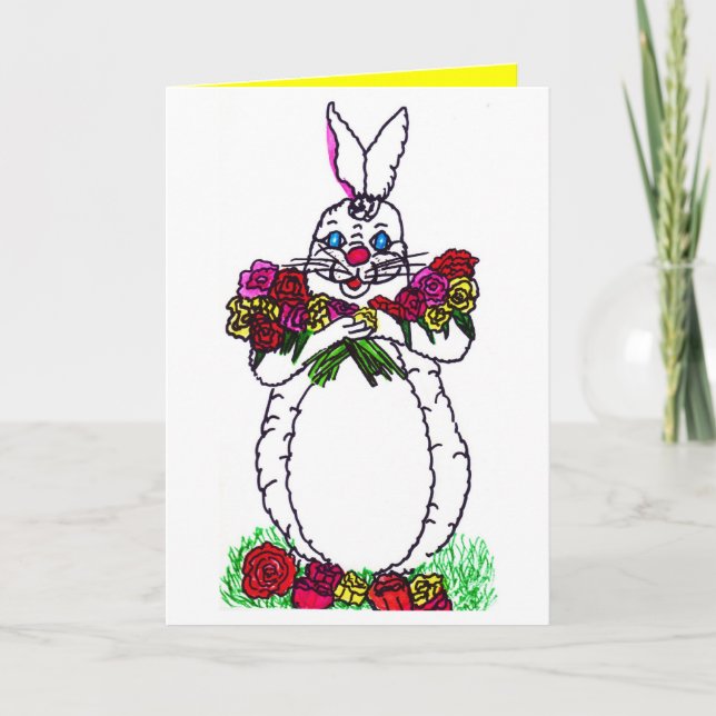 HAPPY EASTER BUNNY WITH ROSES card (Front)