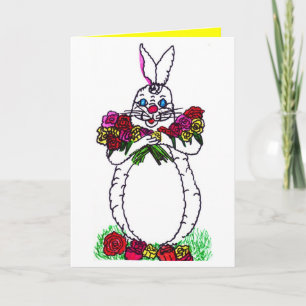 HAPPY EASTER BUNNY WITH ROSES card