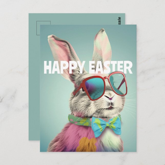 Happy Easter Bunny with Sunglasses Funny Postcard (Front/Back)