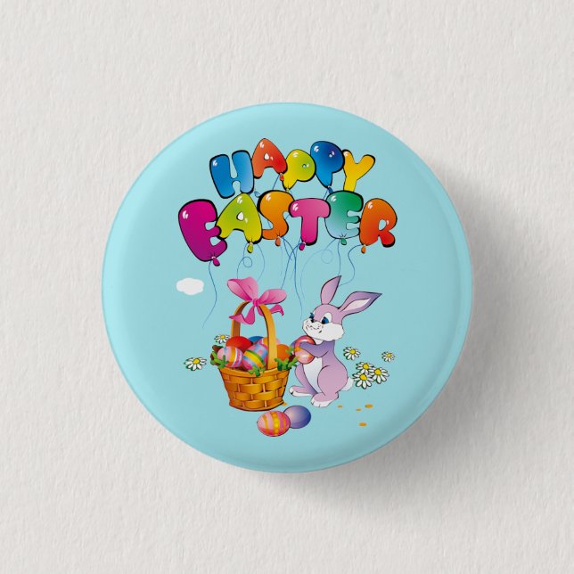 Happy Easter Bunny with text 3 Cm Round Badge (Front)