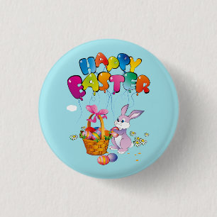Happy Easter Bunny with text 3 Cm Round Badge