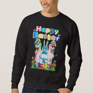Happy Easter Bunny Womens Llama Easter Egg Outfit  Sweatshirt