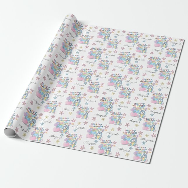 Happy Easter Bunny Wrapping Paper (Unrolled)