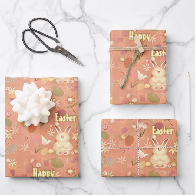 Happy Easter Bunny Wrapping Paper Sheet (Front)