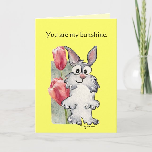 Happy Easter Bunshine Rabbit Tulip Card (Front)