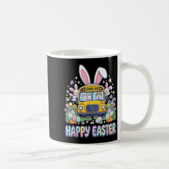 Happy Easter Bus Driver Bunny Easter School Bus Coffee Mug (Right)