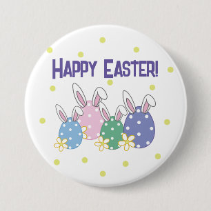 Happy Easter Button - Bunny Ear Eggs  - Any Colour