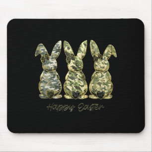 Happy Easter Camo Bunny Rabbit Coquette Bow Mouse Pad