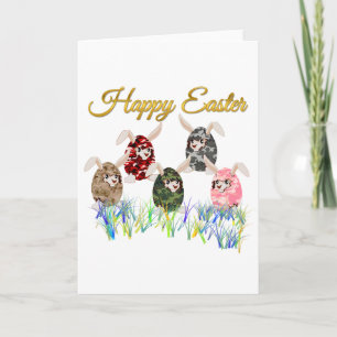 Happy Easter Camouflage Chocolate Bunny Egg Hunt Holiday Card