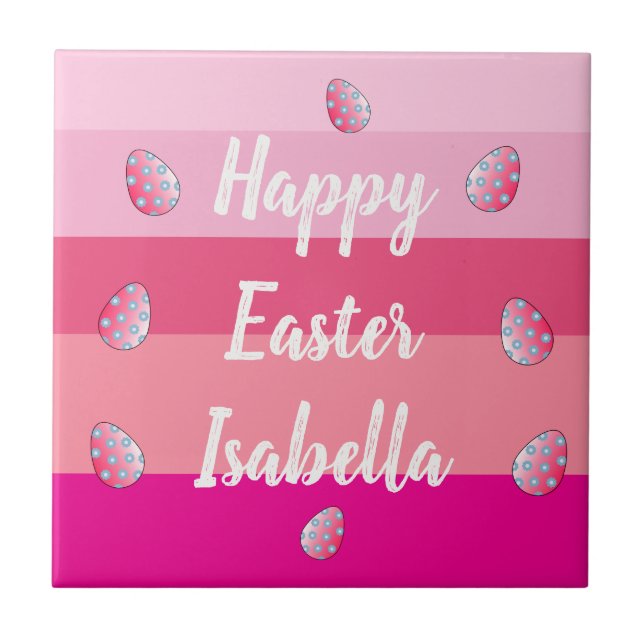 Happy Easter Candy Colours And Eggs Ceramic Tile (Front)
