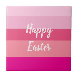 Happy Easter Candy Colours Throw Pillow Ceramic Tile