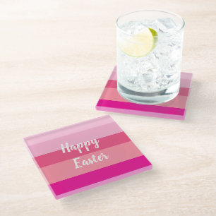 Happy Easter Candy Colours Throw Pillow Glass Coaster