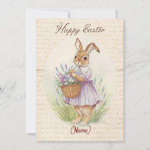 Happy Easter Card - Bunny with Lavender Basket