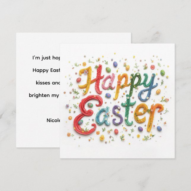 Happy Easter CarD Colourful personalised card (Front/Back)