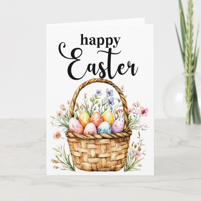 Happy Easter Card, Easter Basket Card (Front)