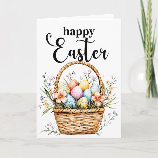 Happy Easter Card, Easter Basket Card (Front)