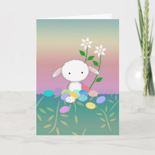 Happy Easter Card Sheep Bunny