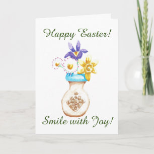 Happy Easter Card - Spring Flowers Vase