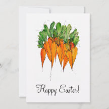 Happy Easter Card | Watercolor Carrots Card