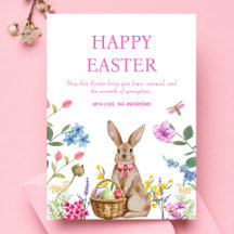 Happy Easter Cards Easter Bunny Pink Floral Spring