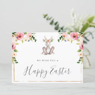 Happy Easter Cards With Floral Bunny