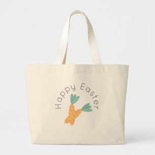 Happy Easter Carrot Bunch   Large Tote Bag