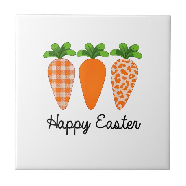 Happy Easter Carrot Cute Easter T-Shirt Ceramic Tile (Front)