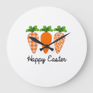 Happy Easter Carrot Cute Easter T-Shirt Large Clock