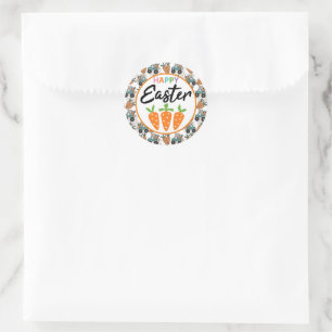 Happy Easter Carrots  Classic Round Sticker