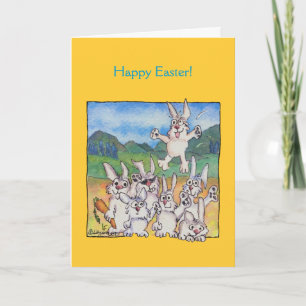 Happy Easter Cartoon Bunnies Greeting Cards