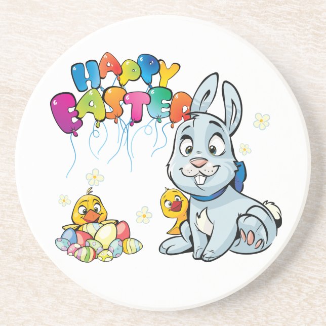 Happy Easter Cartoon Coaster (Front)