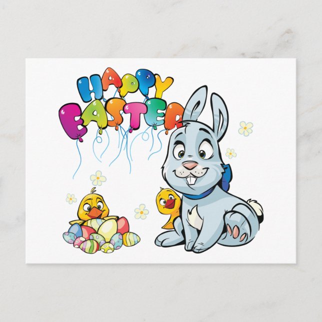 Happy Easter Cartoon Holiday Postcard (Front)