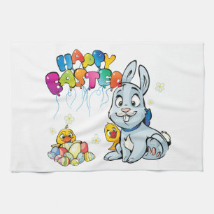 Happy Easter Cartoon Tea Towel