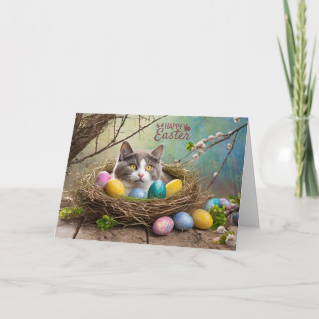 Happy Easter Cat Holiday Card (Front)